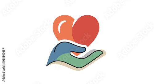 Hand Holding Heart Symbol Charity Concept.