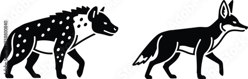Black and white illustration of two african antelopes side by side