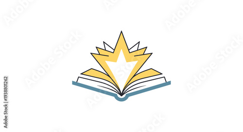 Open Book with Bright Yellow Starburst.