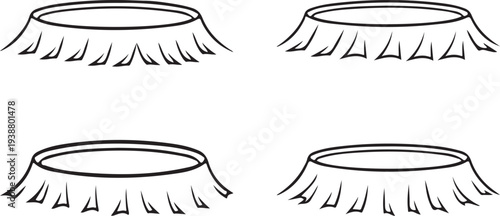 Set of four empty bottle cap silhouettes on a transparent background, perfect for graphic design projects and creative concepts