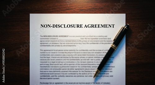 Obraz na płótnie Black Fountain Pen Resting on Non Disclosure Agreement Document