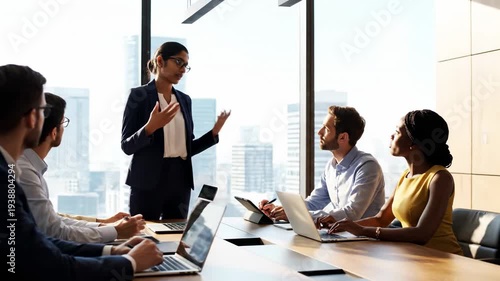 Wallpaper Mural Diverse Business Team In A Modern Boardroom With City View During A Meeting Presentation Torontodigital.ca