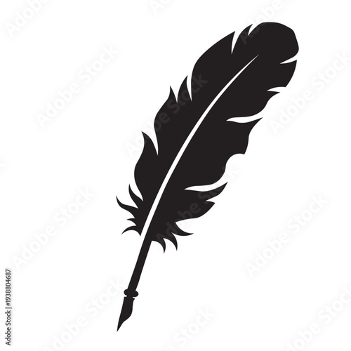 Vintage Feather Quill Pen Silhouette