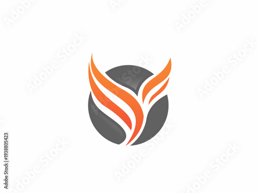 Dynamic Orange Wings and Flame Logo Design Set Against a Dark Grey Circle Background for Powerful Brand Identity