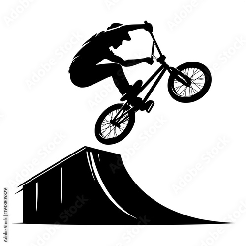 Extreme Cycling BMX Rider Stunt Action Silhouette