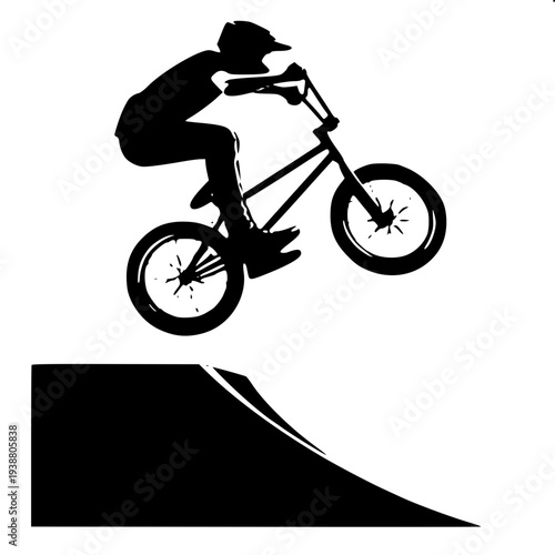 Urban BMX Stunt Riding Adrenaline Concept Silhouette