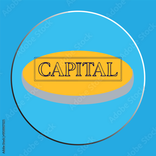 Capital Coin Concept Icon: 3D Gold and Silver Token on Blue Background