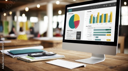 Data analysis presentation office digital dashboard corporate environment desktop view business insights