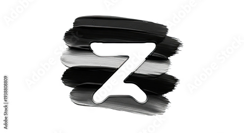 White letter Z overlay on black and grey paint strokes