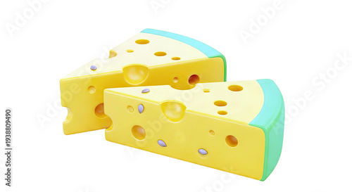 Stylized Slices of Cheese with Holes