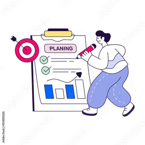 A unique design illustration of business plan