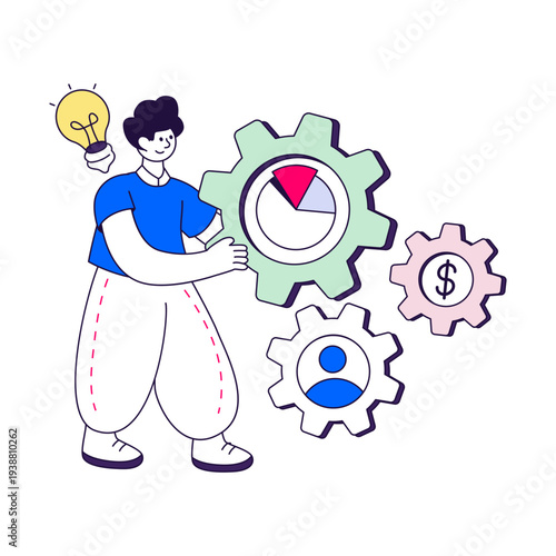 Trendy design illustration of business management 