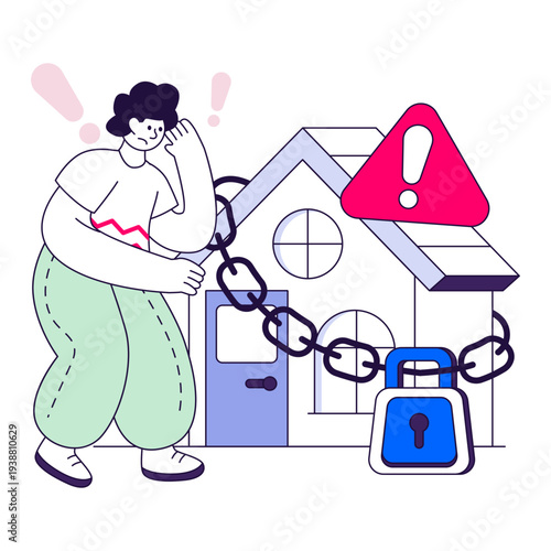 Conceptual flat design illustration of loan foreclosure 