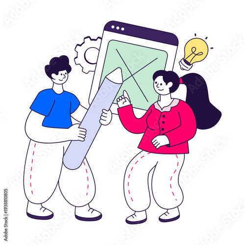 Modern design illustration of design team