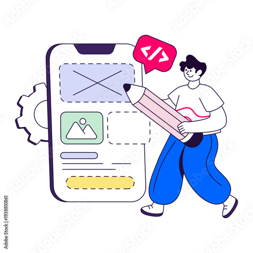 Editable design illustration of mobile application designer 