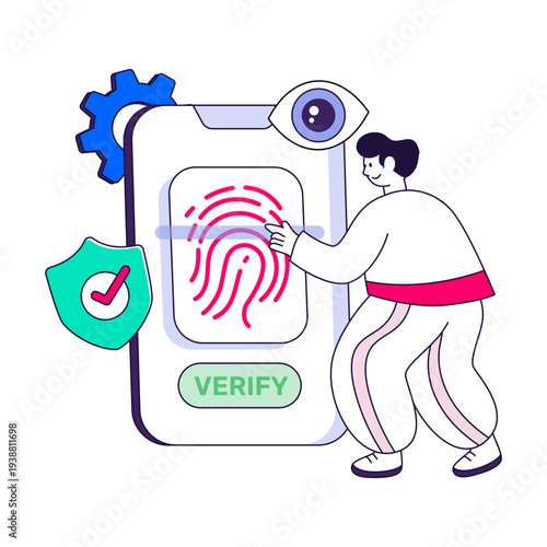Modern design illustration of mobile fingerprint scan