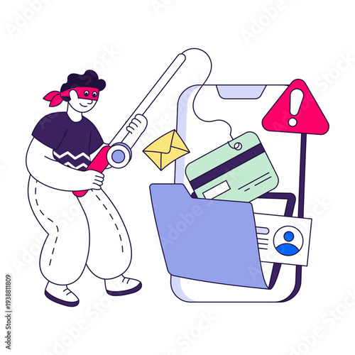 A colored design illustration of card phishing 
