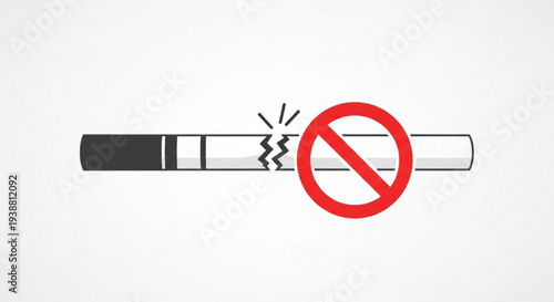 No smoking symbol breaking cigarette illustration