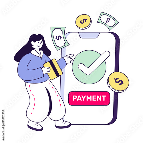     Card inside smartphone, illustration of mobile card payment 