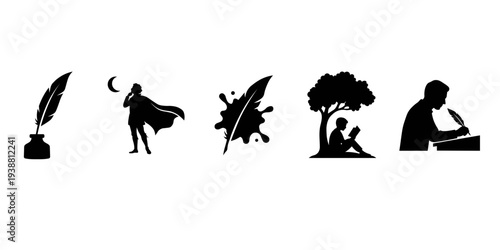 Creative Writing Storytelling Silhouette Icons
