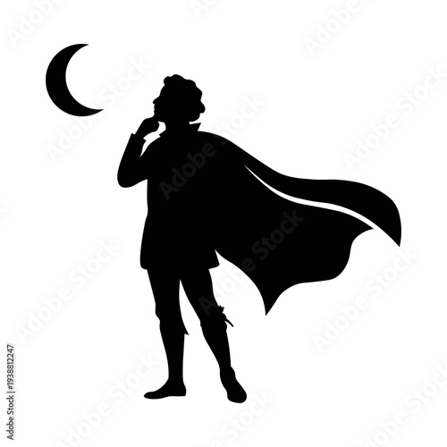 Superhero Silhouette Thinking Under Moon