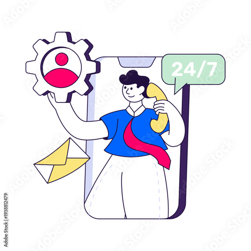 A colored design illustration of customer service 