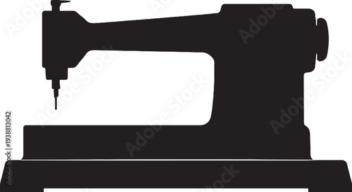 Shoe Sewing Machine Exact Side View Solid Black Silhouette Industrial Equipment