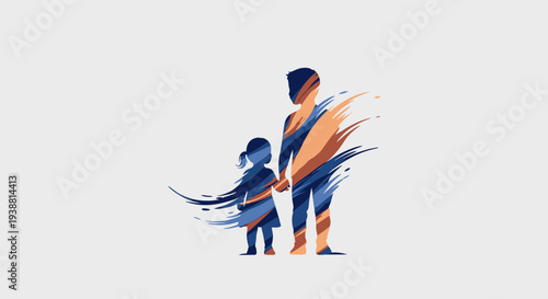Father and Child Holding Hands Together.