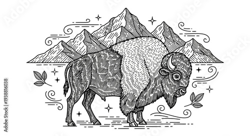 Large bison standing in profile view.