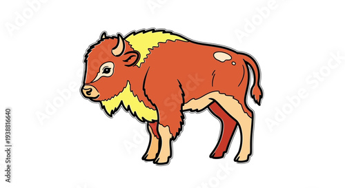Cartoon bison standing profile view.