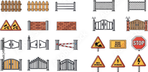 Set of 20 traffic and road sign icons vector