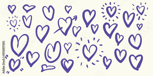 Hand Drawn Heart Doodle Love Symbol Set