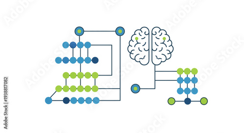 Neural Network Diagram with Brain Illustration.
