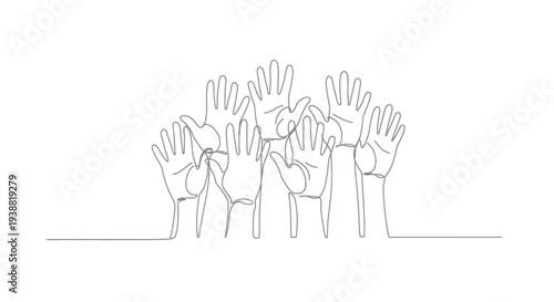 Many Hands Raised Together in Unity and Support.