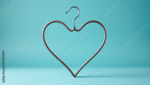 Heartshaped Metal Hanger Light Turquoise Background