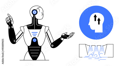 AI technology concept. AI robot demonstrating collaboration and intelligence with human insights and workflow automation. AI driving advanced efficiency and communication. For technology, innovation