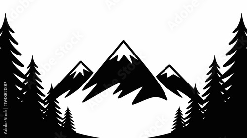 Pine trees silhouettes. Evergreen coniferous forest silhouette, nature spruce tree park, forest landscape