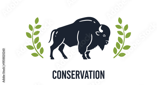 Black bison conservation symbol logo.