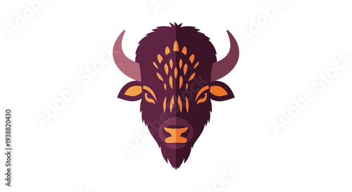 Vibrant illustration of bison head.