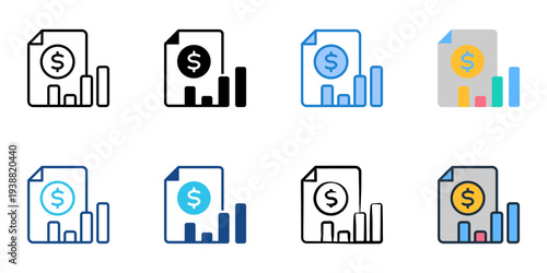 Stock icons set multiple style collection. Editable stroke 
