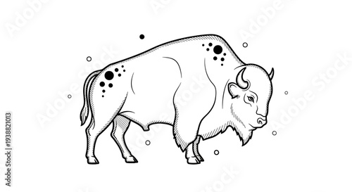 Bison standing profile view animal.