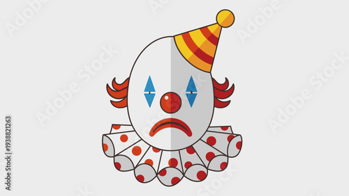 Sad Clown Face with Party Hat.