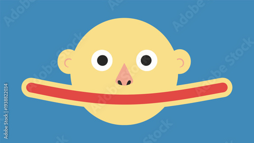 Cartoon Baby Face with Pacifier in Mouth.