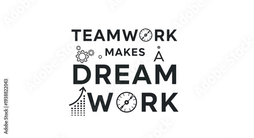 Motivational vector illustration graphic design highlighting the powerful essence of collaboration where teamwork transforms aspirations into successful achievements and accomplishments.