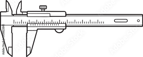 Engineering Vernier Caliper Black and White Vector