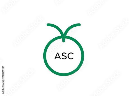 Green Circle with ASC Text and Stem.