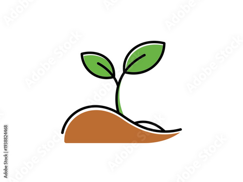 Green Sprout Growing from Rich Brown Soil.