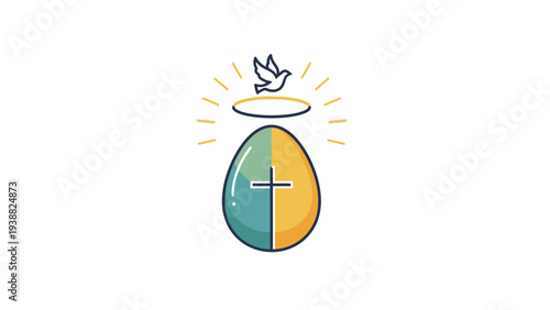 Colorful Easter Egg with Dove Symbol.