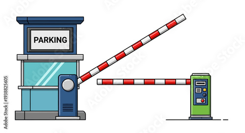 Parking gate with payment machine.