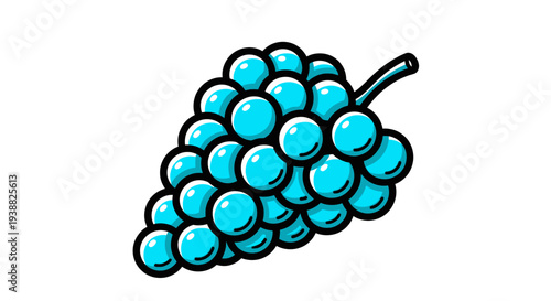 Blue cartoon grapes bunch illustration.
